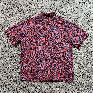 Quiksilver Loose Fit Retro Tiger Swirl Short Sleeve Button Up Shirt Men’s Medium